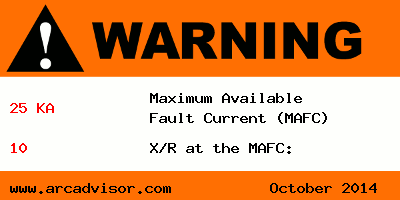 maximum available short circuit fault current label